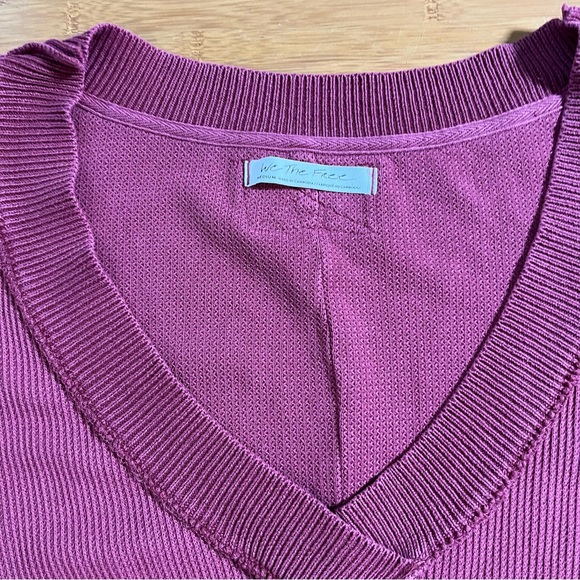 We The Free Asher Oversized Knit Thermal Sweater 100% Cotton - Cranberry - Picture 4 of 12